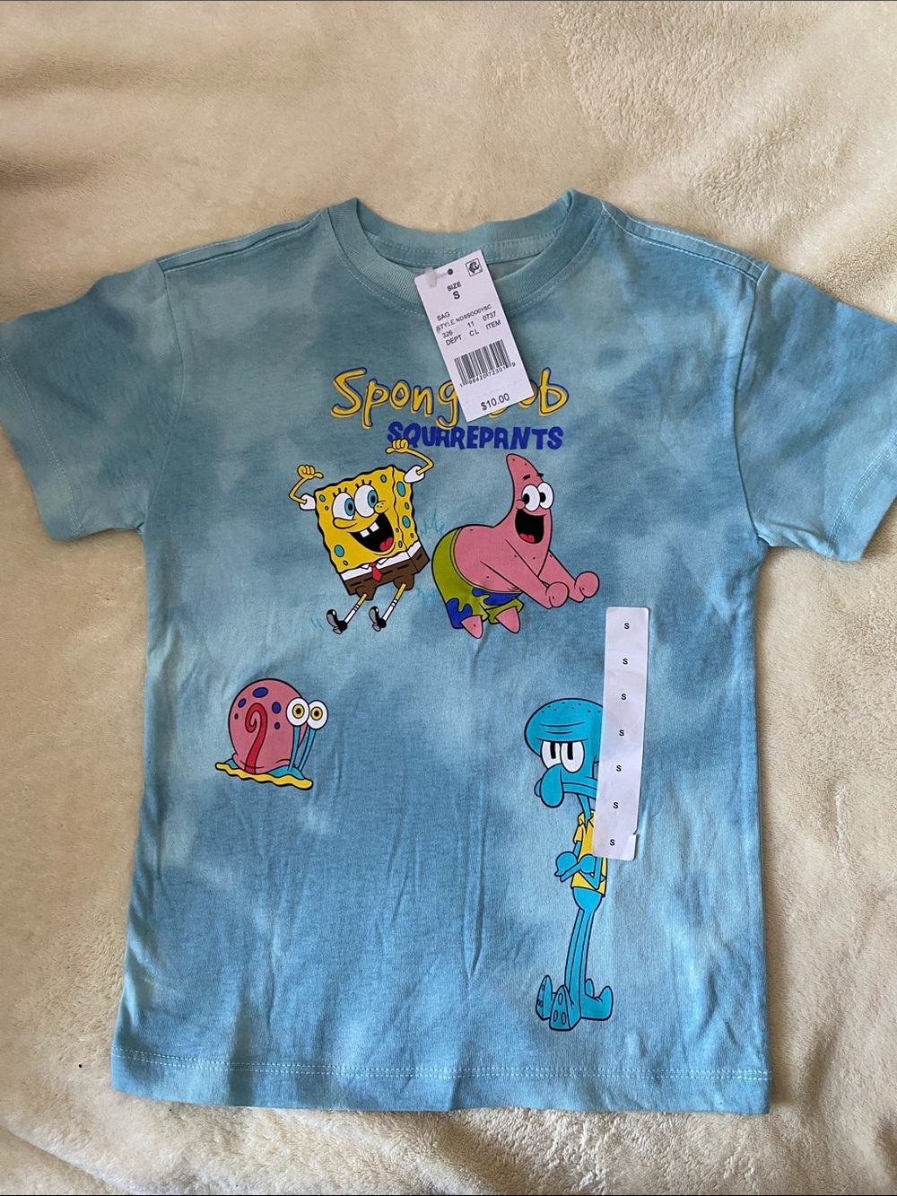 SpongeBob SquarePants Light Blue Kids Graphic Tee with Character Print